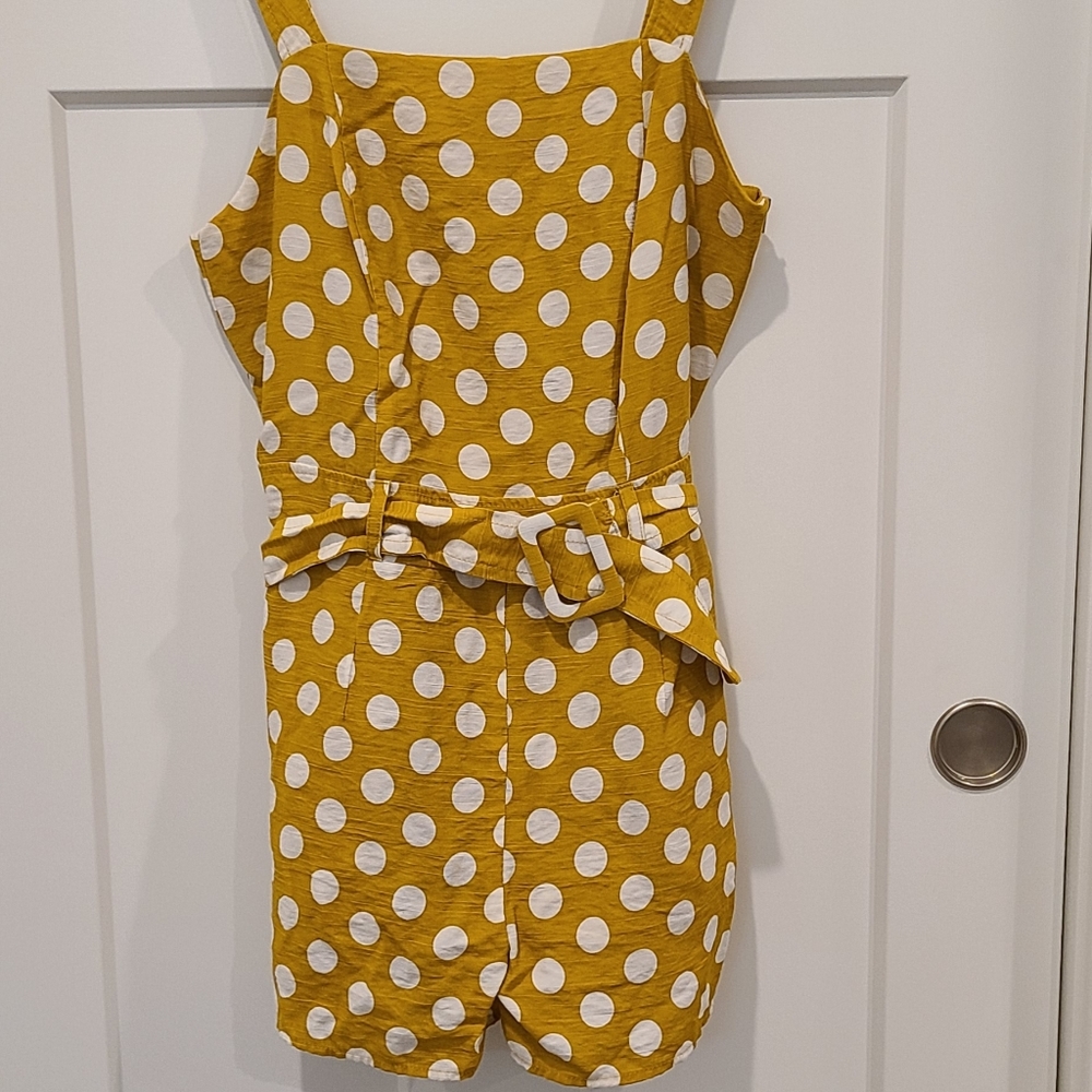 Yellow & White Poka Dot Romper Shorts